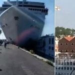 Venezia, incidente nave da crociera-battello turistico (Video)