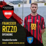 Sorrento Calcio, ingaggiato difensore Francesco Rizzo